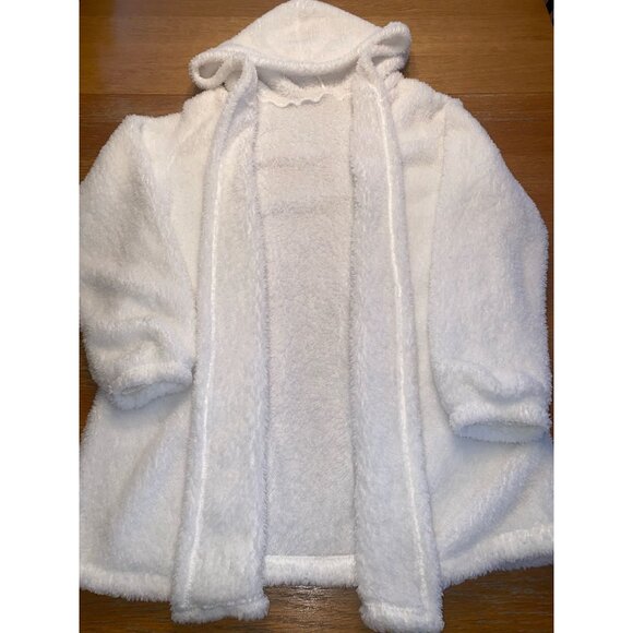 Fluffy White Hooded Sherpa Jacket For Women - Picture 4 of 4